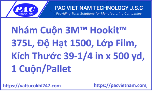 Nhám Cuộn 3M™ Hookit™ 375L, Độ Hạt 1500, Lớp Film, Kích Thước 39-1/4 in x 500 yd, 1 Cuộn/Pallet