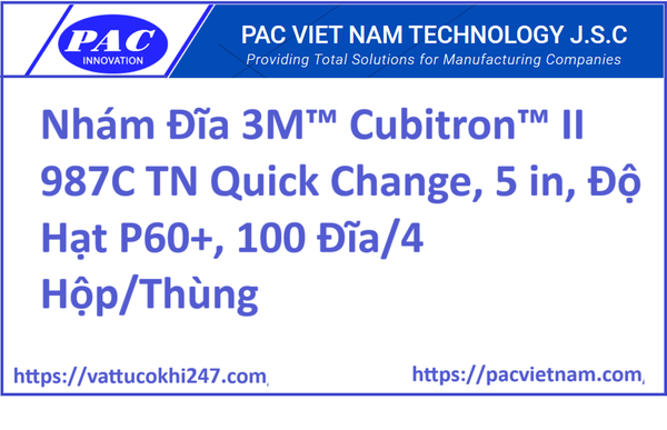 Nhám Đĩa 3M™ Cubitron™ II 987C TN Quick Change, 5 in, Độ Hạt P60+, 100 Đĩa/4 Hộp/Thùng