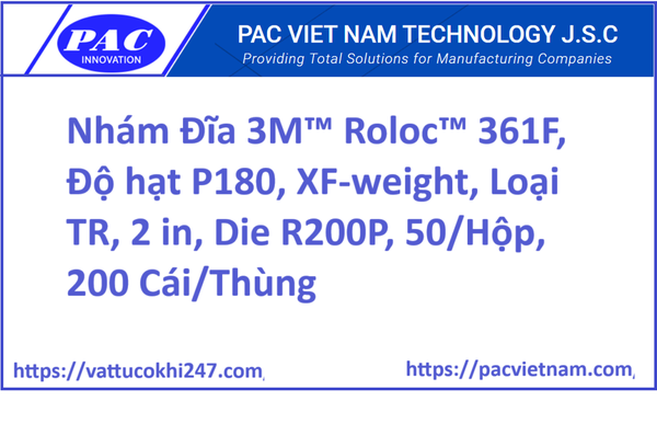 Nhám Đĩa 3M™ Roloc™ 361F, Độ hạt P180, XF-weight, Loại TR, 2 in, Die R200P, 50/Hộp, 200 Cái/Thùng