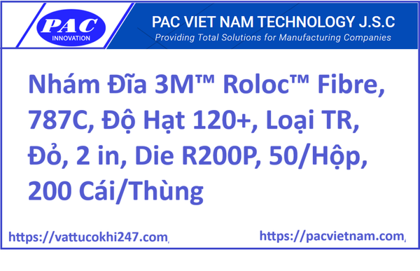 Nhám Đĩa 3M™ Roloc™ Fibre, 787C, Độ Hạt 120+, Loại TR, Đỏ, 2 in, Die R200P, 50/Hộp, 200 Cái/Thùng