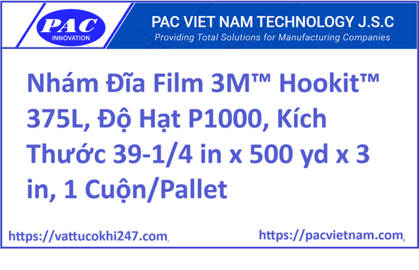 Nhám Đĩa Film 3M™ Hookit™ 375L, Độ Hạt P600, Kích Thước 39-1/4 in x 500 yd x 3 in, 1 Cuộn/Pallet