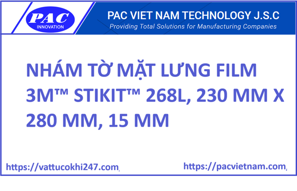 NHÁM TỜ MẶT LƯNG FILM 3M™ STIKIT™ 268L, 230 MM X 280 MM, 15 ΜM