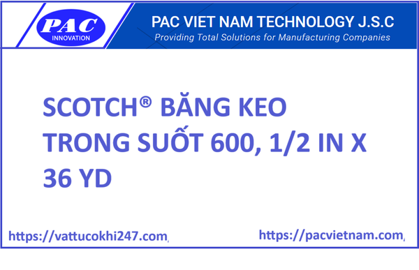 SCOTCH® BĂNG KEO TRONG SUỐT 600, 1/2 IN X 36 YD