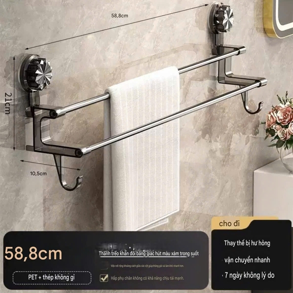 Giá treo khăn 2 tầng kiểu hít tường
