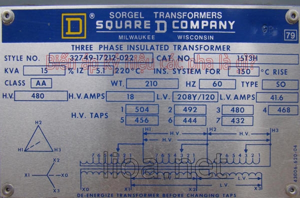 Biến áp ký hiệu các pha là gì?