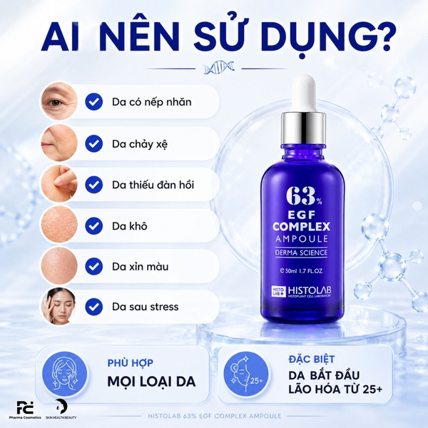 Histolab 63% EGF Complex Ampoule – Tinh Chất Hỗ Trợ Làm Mờ Nếp Nhăn, Tăng Cường Độ Đàn Hồi Và Nuôi Dưỡng Da Tươi Trẻ