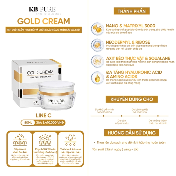 KB PURE GOLD CREAM: Kem Dưỡng Ẩm & Chống Lão Hóa Chuyên Sâu Cho Da Khô