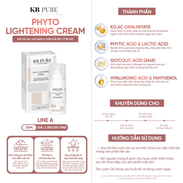 KB PURE Phyto Lightening Cream (30ml) – Kem Tái Tạo, Làm Sáng Và Phân Giải Sắc Tố Bề Mặt 