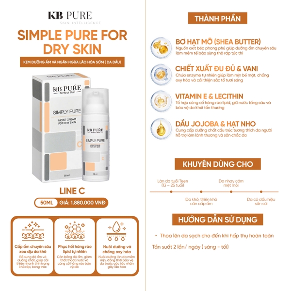 KB PURE SIMPLY PURE FOR DRY SKIN: Kem Dưỡng Ẩm Chuyên Sâu & Ngăn Ngừa Lão Hóa Sớm Cho Da Khô