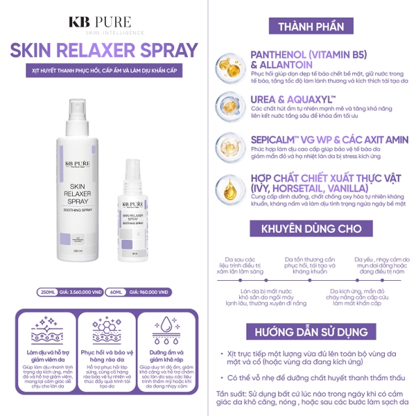 KB PURE SKIN RELAXER SPRAY: "Vị Cứu Tinh" Đa Năng Cho Làn Da Kích Ứng & Thiếu Ẩm
