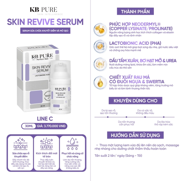KB PURE SKIN REVIVE SERUM: Tinh Chất Tái Tạo, Làm Mờ Khuyết Điểm & Hỗ Trợ Cải Thiện Sẹo