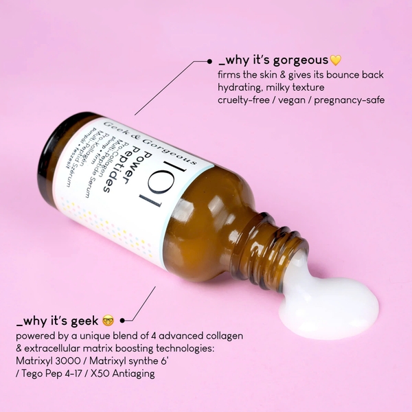 Geek & Gorgeous 101 Power Peptides (30ml) – Tinh Chất Dưỡng Ẩm, Tái Tạo Và Trẻ Hóa Làn Da Phức Hợp 4 Peptide Căng Bóng