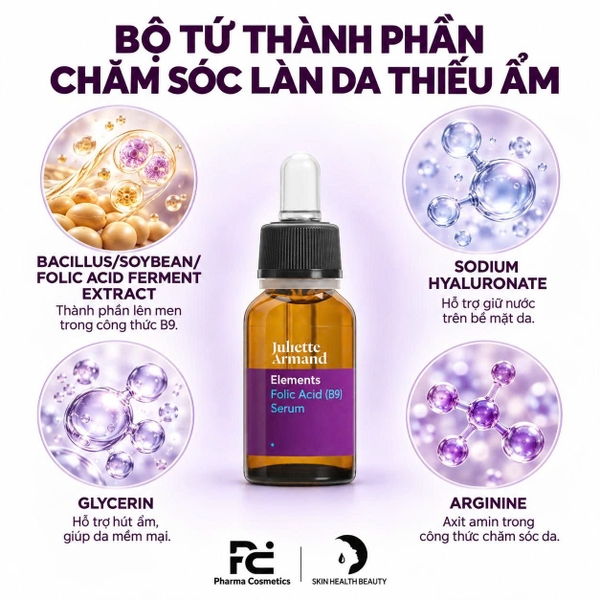 JULIETTE ARMAND FOLIC ACID (B9) SERUM: Tinh Chất Tái Tạo & Phục Hồi - Tăng Cường Hệ Miễn Dịch Cho Làn Da Khỏe Mạnh