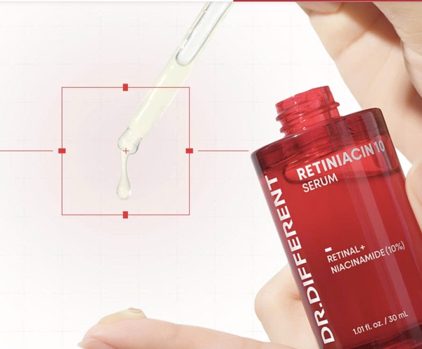 DR.DIFFERENT RETINIACIN 10 SERUM 30ML: TINH CHẤT RETINAL VÀ NIACINAMIDE 10% HỖ TRỢ GIẢM DẦU, MỜ THÂM VÀ CẢI THIỆN LÃO HÓA