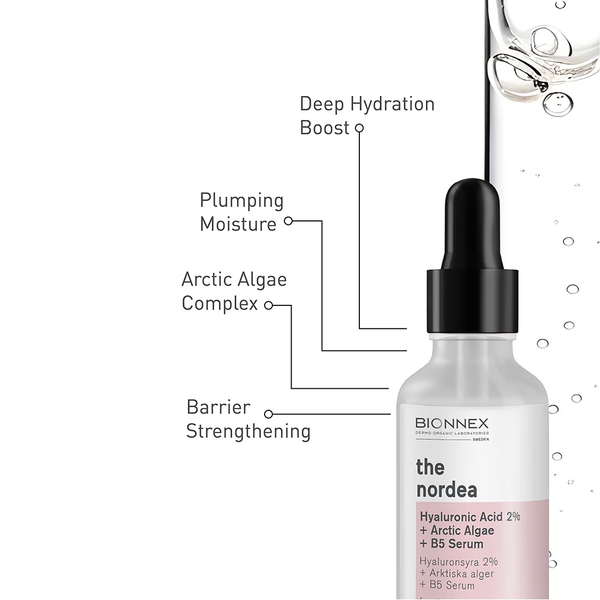 BIONNEX THE NORDEA HYALURONIC ACID 2% + ARCTIC ALGAE + B5 SERUM 30ML: Tinh Chất Cấp Ẩm Chuyên Sâu, Cho Da Căng Mịn Và Rạng Rỡ