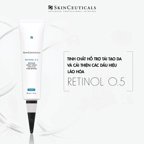 SKINCEUTICALS RETINOL 0.5 / TINH CHẤT CHUYÊN BIỆT GIÚP DƯỠNG DA, LÀM MỀM MỊN, GIẢM ĐỐM NÂU, CÁC KHUYẾT ĐIỂM TRÊN DA SAU MỤN, GIẢM CÁC DẤU HIỆU LÃO HOÁ