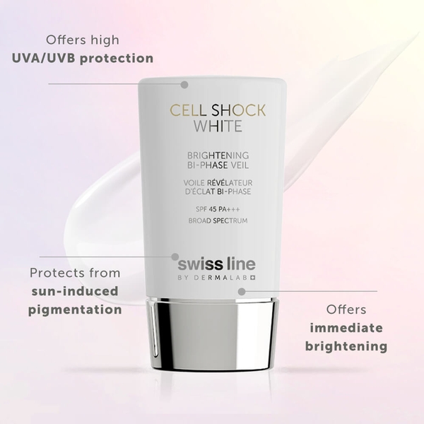 SWISS LINE CSW BRIGHTENING BI-PHASE VEIL PA 45+++ / NHŨ TƯƠNG CHỐNG NẮNG TRẮNG DA SPF 45 PA++ ( 45ML)