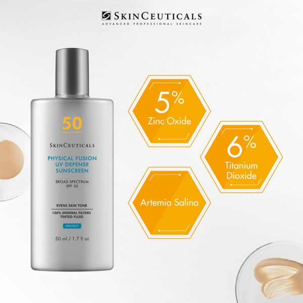 SKINCEUTICALS PHYSICAL FUSION UV DEFENSE SPF 50: Kem Chống Nắng Khoáng Phổ Rộng, Bảo Vệ Toàn Diện & Làm Đều Màu Da