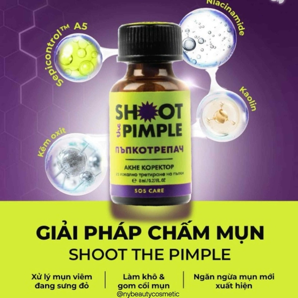 SHIMANI SHOOT THE PIMPLE: Kem Chấm Mụn Đột Phá - Giảm Sưng, Gom Cồi & Ngăn Ngừa Tái Phát Sau 1-3 Ngày