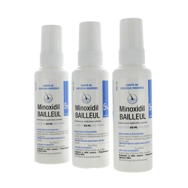 XỊT MỌC TÓC MINOXIDIL BAILLEUL 5% - Giải Pháp Chuyên Sâu Cho Người Bị Hói Đầu, Giúp giảm rụng tóc và kích thích mọc tóc ( Set 3 lọ )