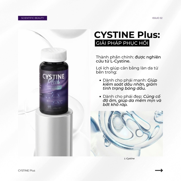 Cystine Plus 60 Viên – Viên uống hỗ trợ giảm mụn, hạn chế rụng tóc và nuôi dưỡng làn da