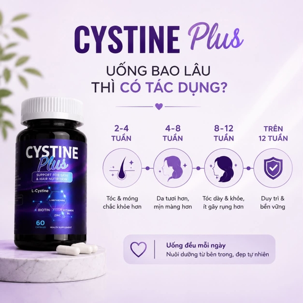 Cystine Plus 60 Viên – Viên uống hỗ trợ giảm mụn, hạn chế rụng tóc và nuôi dưỡng làn da