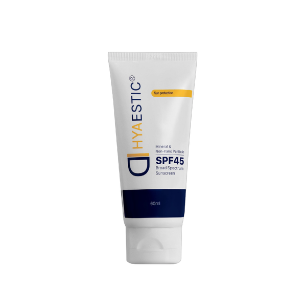 HYAESTIC MINERAL & NON-NANO PARTICLE BROAD SPECTRUM SUNSCREEN SPF 45: Kem Chống Nắng Dưỡng Ẩm Ngăn Ngừa Tổn Thương