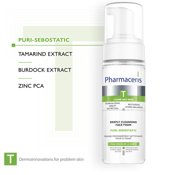 Pharmaceris T Puri-Sebostatic: Sữa Rửa Mặt Dạng Bọt Làm Sạch Sâu & Kiểm Soát Dầu Nhờn