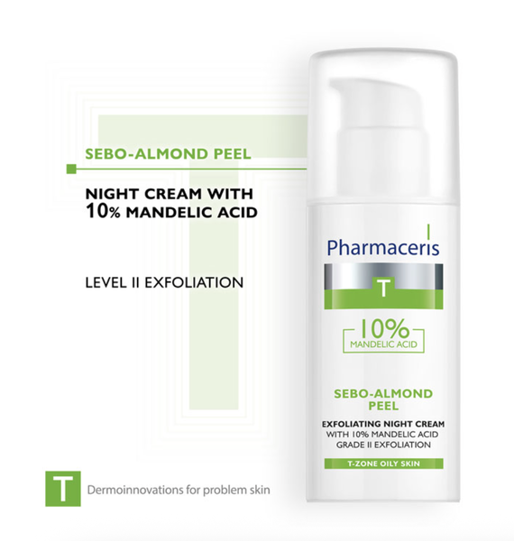 Pharmaceris T SEBO-ALMOND PEEL 10%: Kem Đêm Tẩy Tế Bào Chết, Trị Mụn & Trẻ Hóa Da