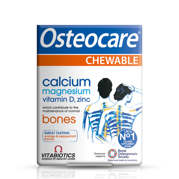 VITABIOTICS OSTEOCARE CHEWABLE: Kẹo Nhai Canxi & Vitamin D3 Hương Cam Bạc Hà, Hỗ Trợ Xương Chắc Khỏe & Phát Triển Chiều Cao Cho Trẻ Từ 4 Tuổi 