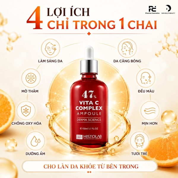 Histolab 47% Vita C Complex Ampoule – Tinh Chất Dưỡng Trắng & Chống Oxy Hóa, Cho Làn Da Sáng Khỏe Rạng Ngời