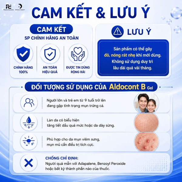 Aldocont B Gel: Giải Pháp Hỗ Trợ Điều Trị Mụn Viêm, Mụn Mủ & Ngăn Ngừa Thâm Sạm Toàn Diện
