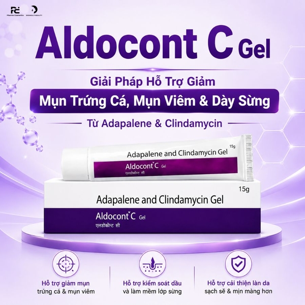 Aldocont C Gel: Giải Pháp Hỗ Trợ Điều Trị Mụn Trứng Cá, Mụn Viêm & Dày Sừng Từ Adapalene & Clindamycin