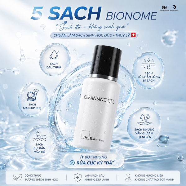 Dr.Baumann Cleansing Gel – Gel Rửa Mặt Thần Chay, Làm Sạch Sâu Và Bảo Vệ Hàng Rào Tự Nhiên Của Da