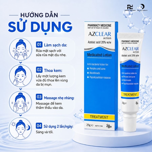 AZCLEAR ACTION AZELAIC ACID 20% 25g / KEM DƯỠNG GIẢM MỤN, MỜ THÂM