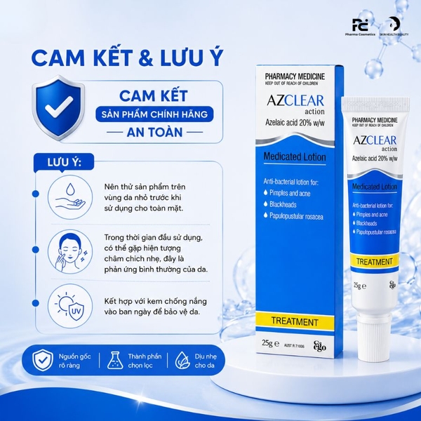 AZCLEAR ACTION AZELAIC ACID 20% 25g / KEM DƯỠNG GIẢM MỤN, MỜ THÂM