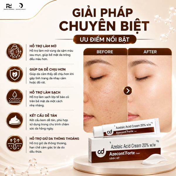 Azelaic Acid Cream 20% Azecont Forte : Giải Pháp Vàng Trị Mụn, Mờ Thâm & Trẻ Hóa Da