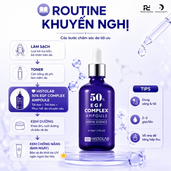 HISTOLAB 50% EGF COMPLEX AMPOULE: Tinh Chất Trẻ Hóa Chuyên Sâu – Tái Tạo, Giảm Nhăn & Sáng Da