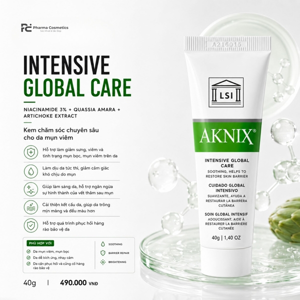 AKNIX INTENSE GLOBAL CARE: Hỗ Trợ Chuyên Biệt Cho Làn Da Mụn Viêm, Mụn Bọc, Sưng Đỏ