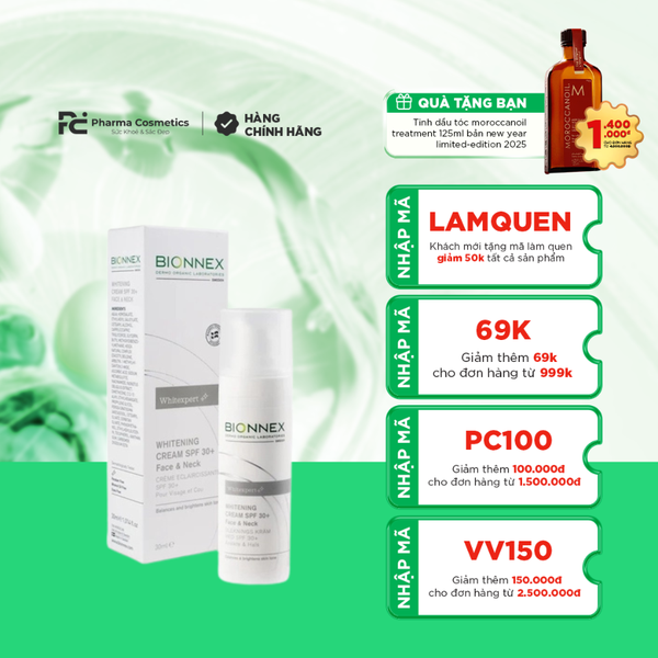 BIONNEX WHITENING CREAM SPF30+ FACE & NECK / KEM DƯỠNG BẢO VỆ, LÀM SÁNG DA NÁM DÀNH CHO VÙNG MẶT VÀ CỔ