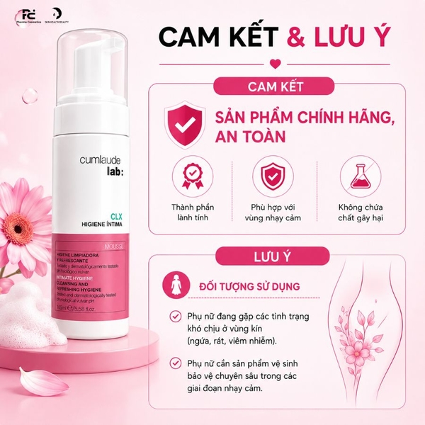Cumlaude Lab CLX Intimate Hygiene Cleansing Mousse: Bọt Vệ Sinh Phụ Khoa  Làm Sạch Nhẹ Nhàng, Kháng Khuẩn & Bảo Vệ Vùng Kín