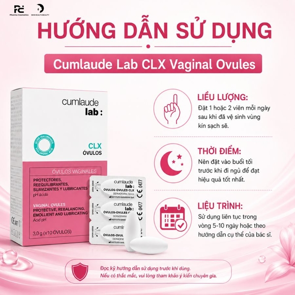 Cumlaude Lab CLX Vaginal Ovules: Viên Đặt Âm Đạo Kháng Khuẩn & Phục Hồi Niêm Mạc