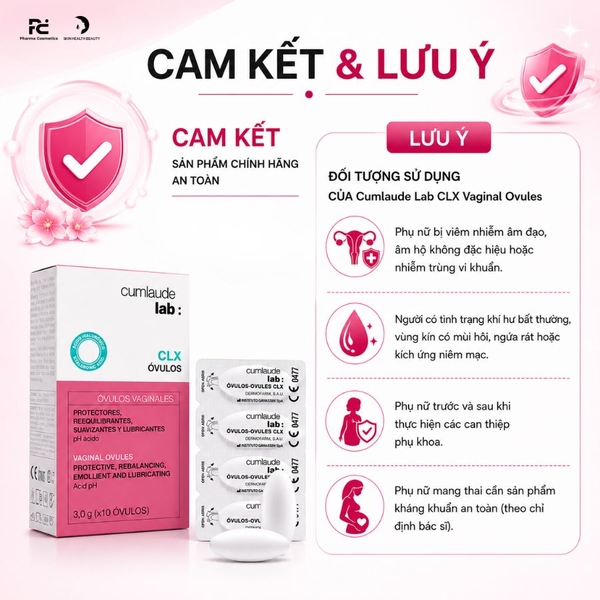 Cumlaude Lab CLX Vaginal Ovules: Viên Đặt Âm Đạo Kháng Khuẩn & Phục Hồi Niêm Mạc