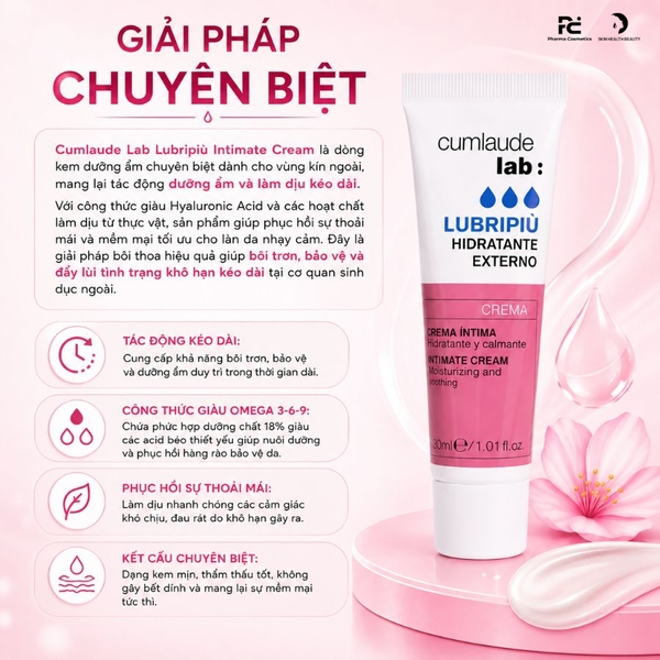 Cumlaude Lab Lubripiù Intimate Cream: Gel Bôi Phụ Khoa Tăng Cường Dưỡng Ẩm & Giảm Khô Rát Vùng Kín