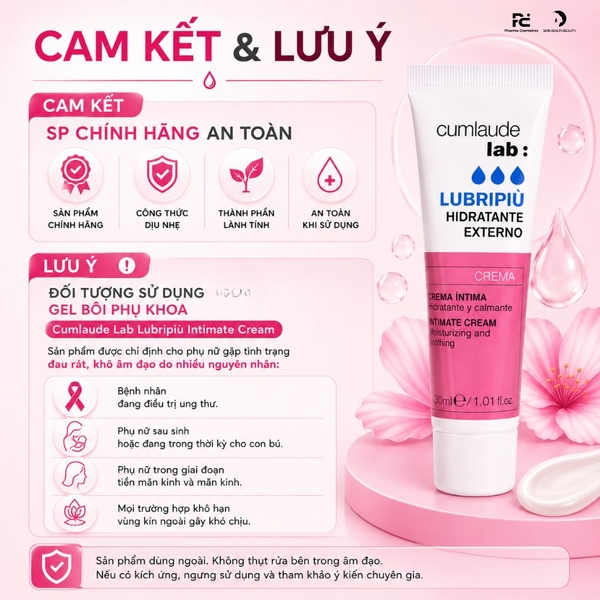 Cumlaude Lab Lubripiù Intimate Cream: Gel Bôi Phụ Khoa Tăng Cường Dưỡng Ẩm & Giảm Khô Rát Vùng Kín