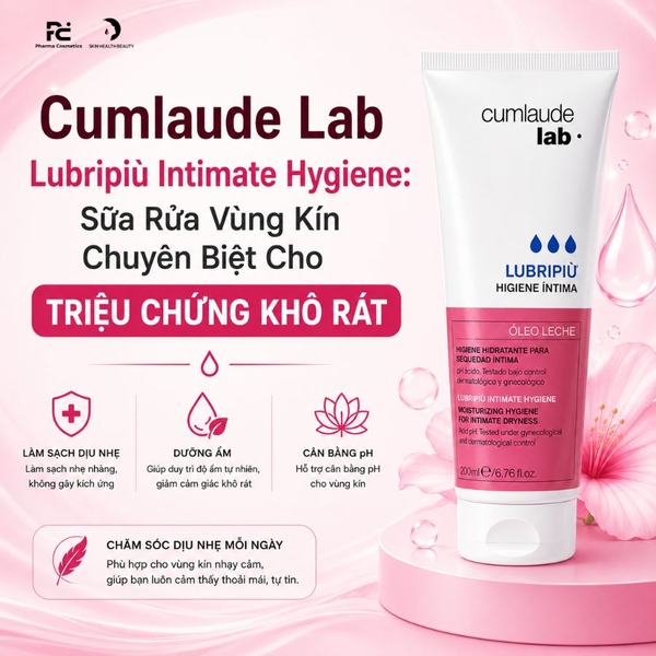 Cumlaude Lab Lubripiù Intimate Hygiene: Sữa Rửa Vùng Kín Chuyên Biệt Cho Triệu Chứng Khô Rát