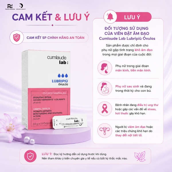Cumlaude Lab Lubripiù Óvulos: Viên Đặt Âm Đạo Dưỡng Ẩm, Giảm Khô Rát & Phục Hồi Niêm Mạc