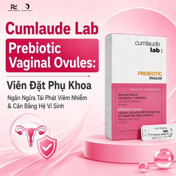 Cumlaude Lab Prebiotic Vaginal Ovules: Viên Đặt Phụ Khoa Ngăn Ngừa Tái Phát Viêm Nhiễm & Cân Bằng Hệ Vi Sinh