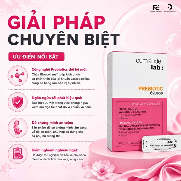 Cumlaude Lab Prebiotic Vaginal Ovules: Viên Đặt Phụ Khoa Ngăn Ngừa Tái Phát Viêm Nhiễm & Cân Bằng Hệ Vi Sinh