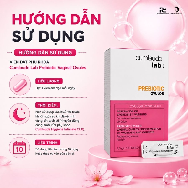 Cumlaude Lab Prebiotic Vaginal Ovules: Viên Đặt Phụ Khoa Ngăn Ngừa Tái Phát Viêm Nhiễm & Cân Bằng Hệ Vi Sinh